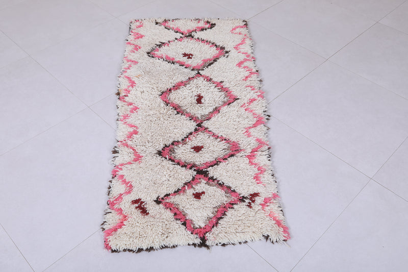 Moroccan Berber Rug - Pink Diamond Design 2.3ft x 4.9ft