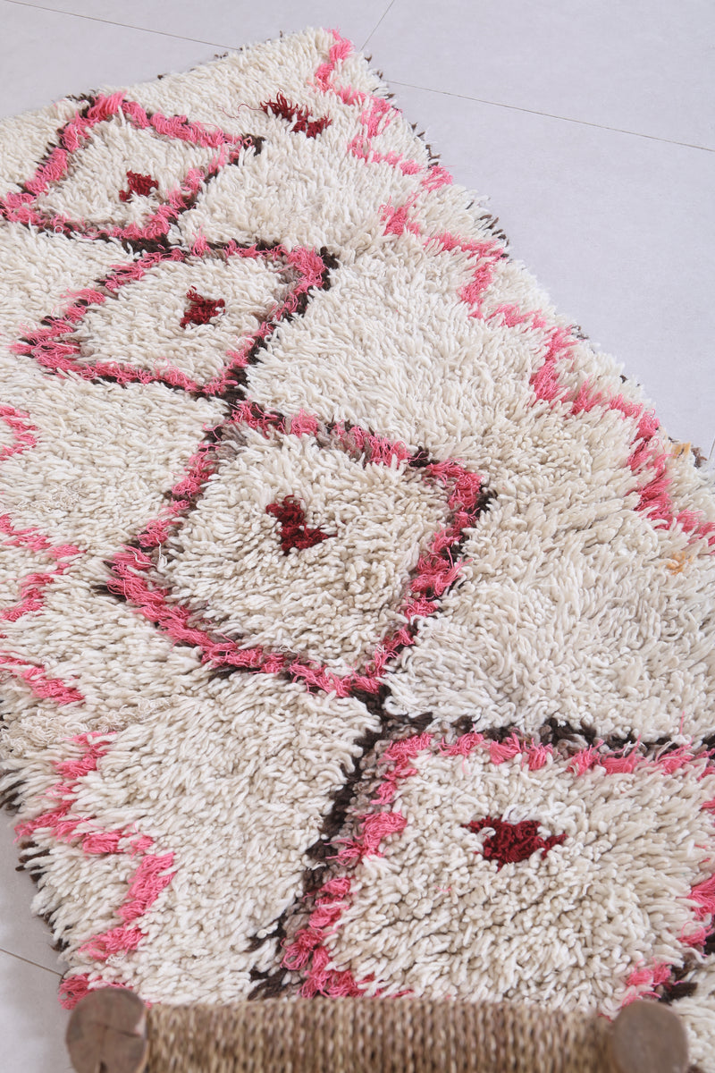 Moroccan Berber Rug - Pink Diamond Design 2.3ft x 4.9ft