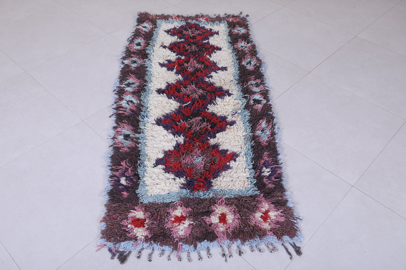 Moroccan berber rug 2.6 X 5.7 Feet - Boucherouite Rugs