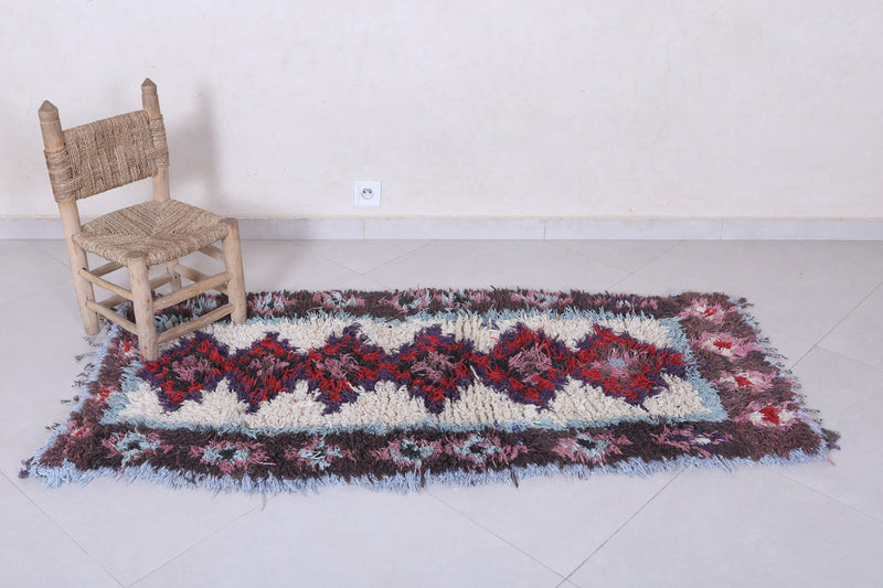 Moroccan berber rug 2.6 X 5.7 Feet - Boucherouite Rugs