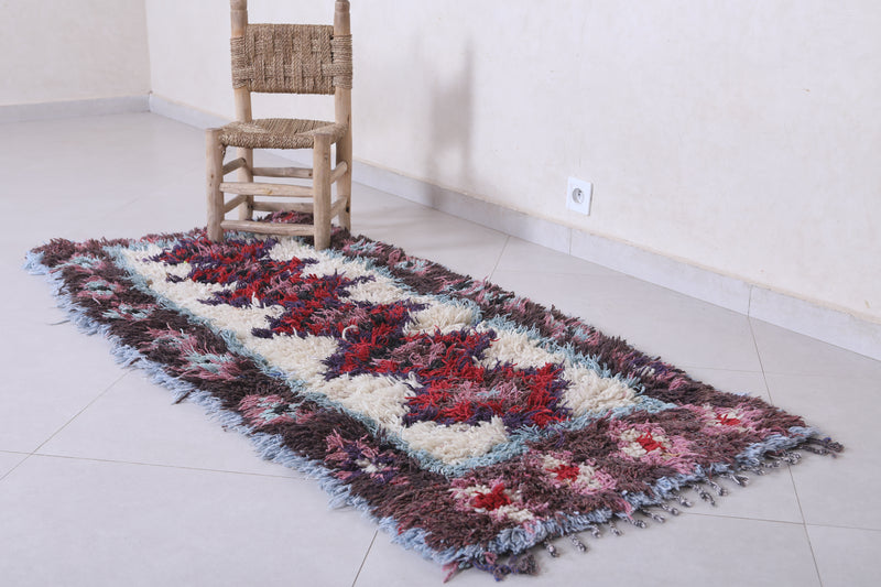 Moroccan berber rug 2.6 X 5.7 Feet - Boucherouite Rugs