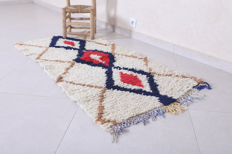 Moroccan berber rug 2.5 X 5.3 Feet - Boucherouite Rugs