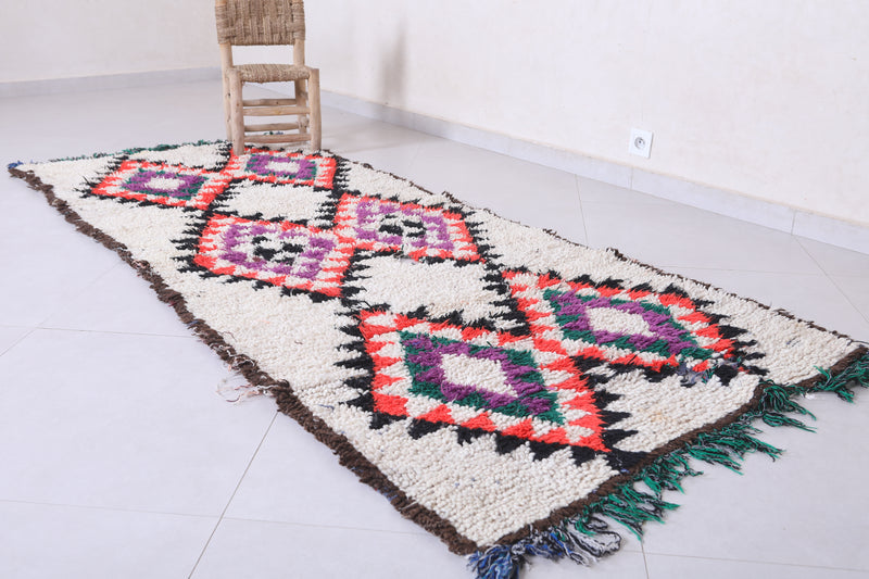 Moroccan berber rug 3.3 X 8.2 Feet - Boucherouite Rugs