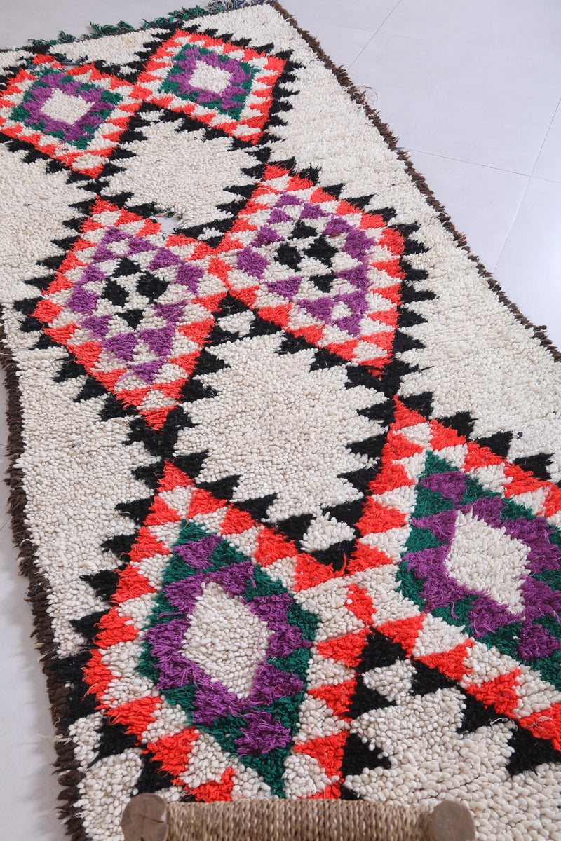 Moroccan berber rug 3.3 X 8.2 Feet - Boucherouite Rugs