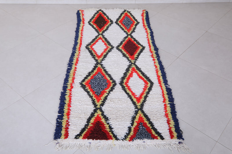 Moroccan Berber Rug with Geometric Diamond Pattern - 2.5 X 5.7 Feet