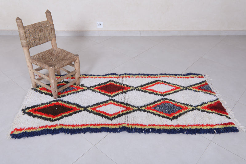 Moroccan Berber Rug with Geometric Diamond Pattern - 2.5 X 5.7 Feet