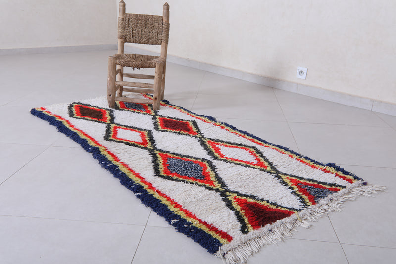 Moroccan Berber Rug with Geometric Diamond Pattern - 2.5 X 5.7 Feet