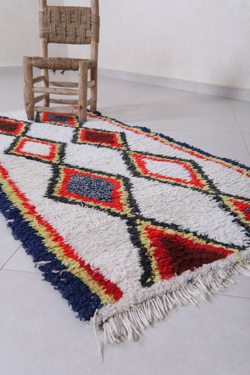 Moroccan Berber Rug with Geometric Diamond Pattern - 2.5 X 5.7 Feet