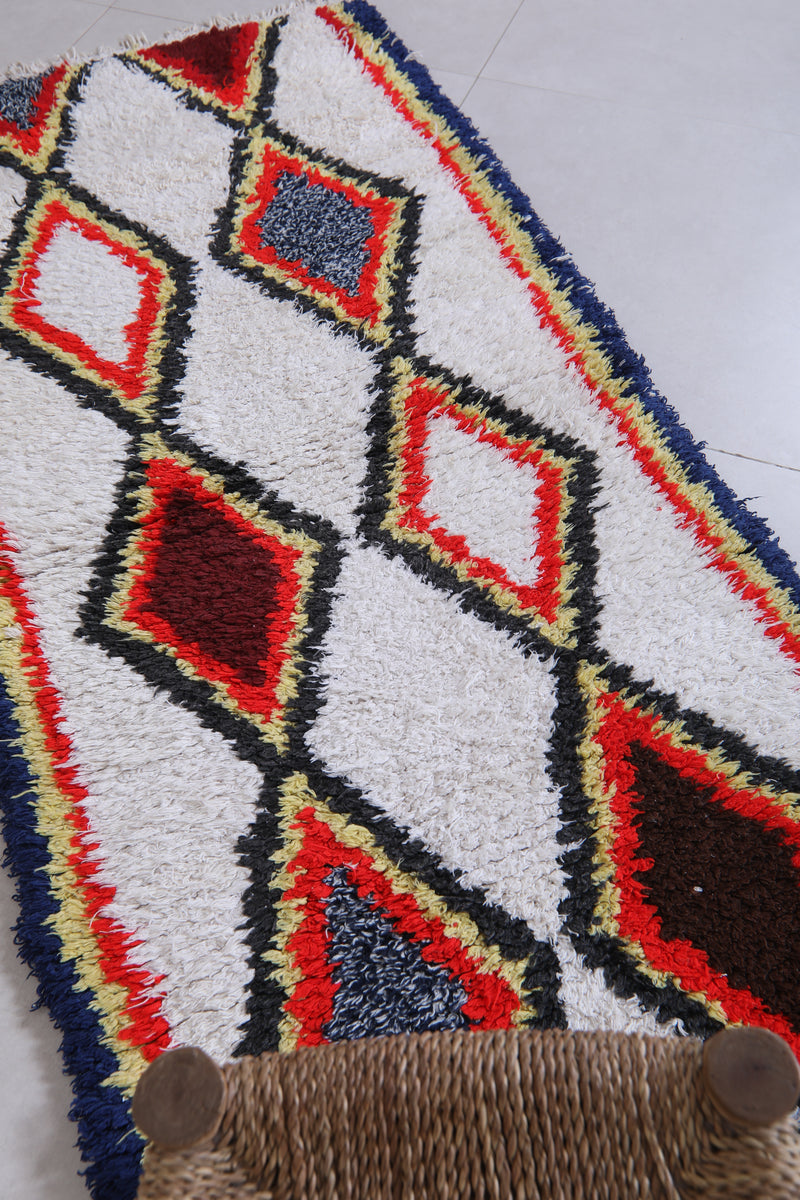 Moroccan Berber Rug with Geometric Diamond Pattern - 2.5 X 5.7 Feet