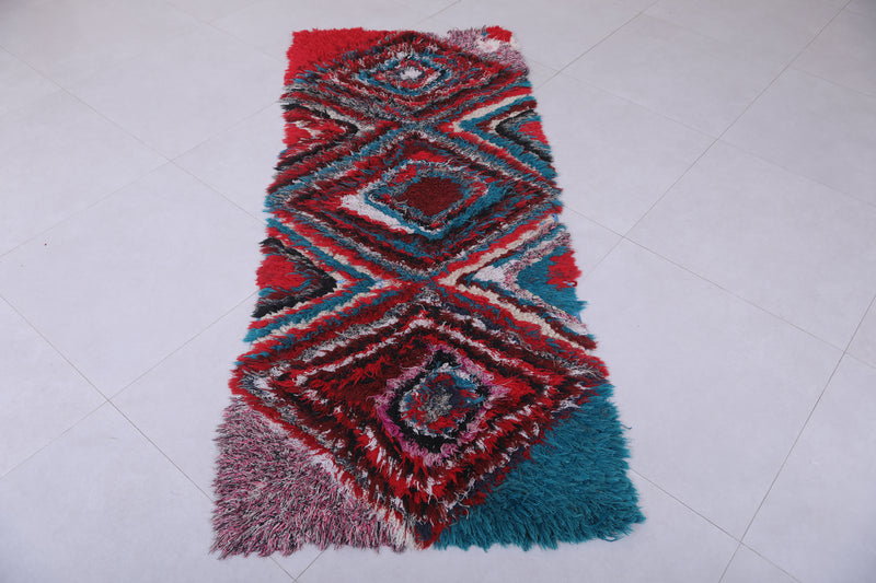 Moroccan berber rug 2.8 X 6.3 Feet - Boucherouite Rugs