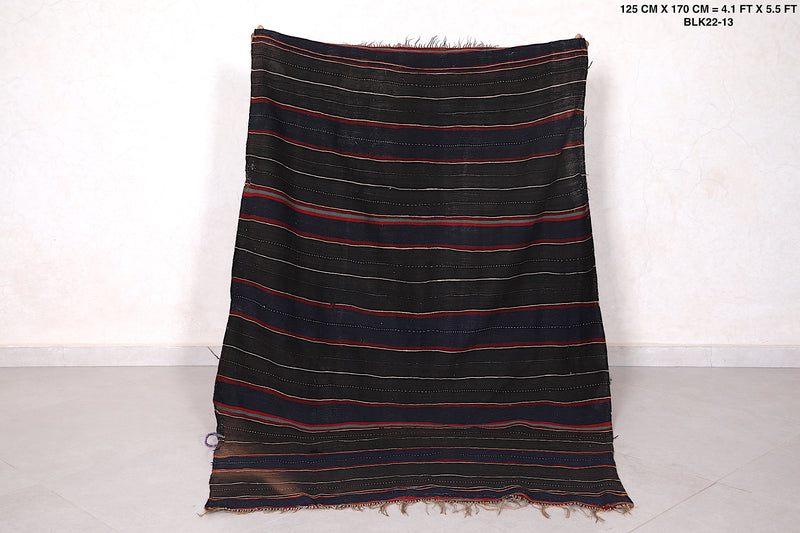 Black Moroccan Blanket 4.1 FT X 5.5 FT