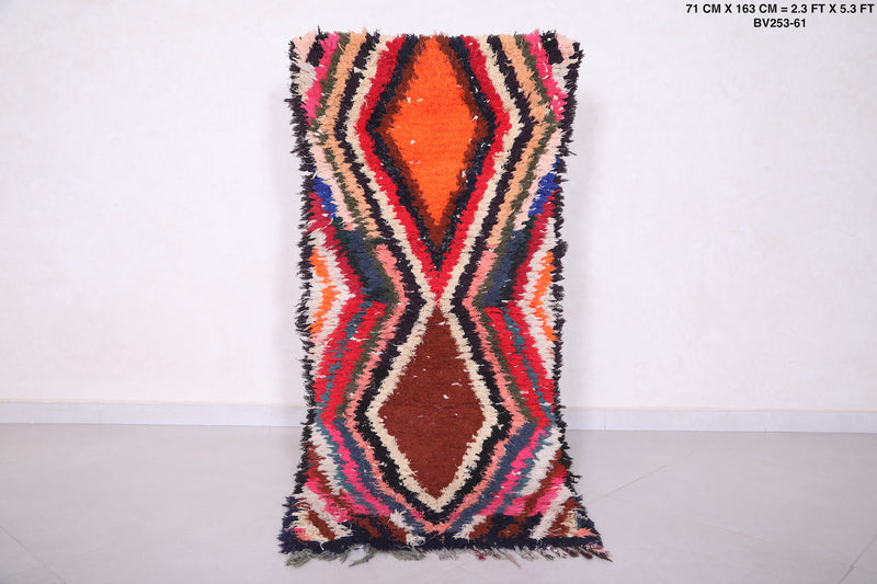 Colorful handmade berber runner rug 2.3 X 5.3 Feet