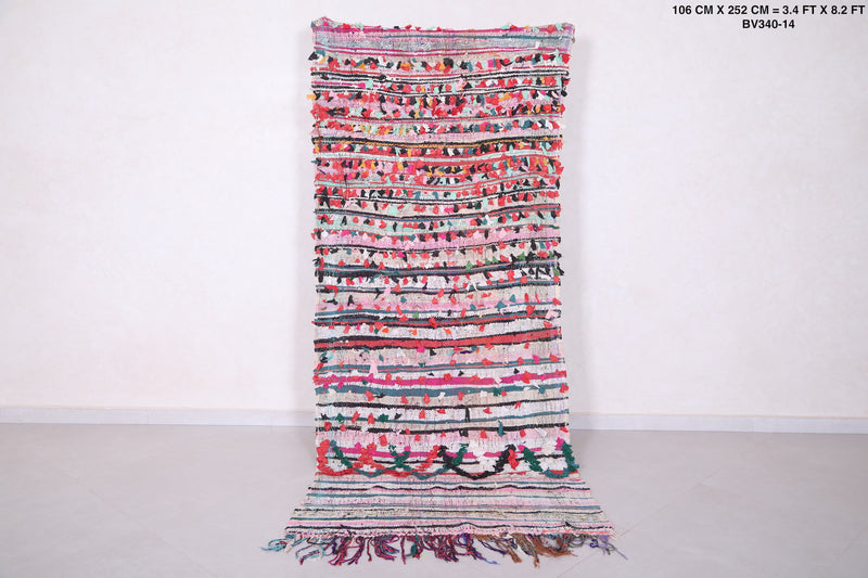 Colorful Moroccan Runner Rug 3.4 X 8.2 Feet