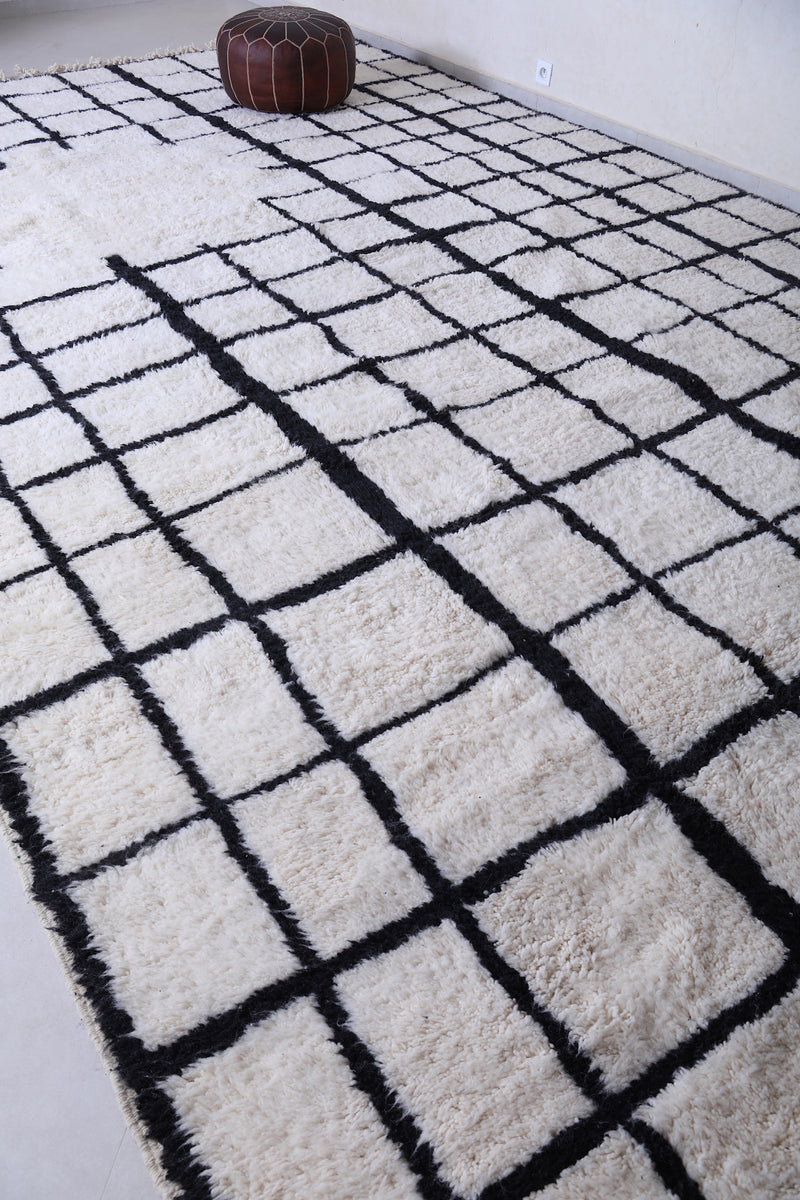 Authentic White Moroccan rug - Berber rug - Grid rug