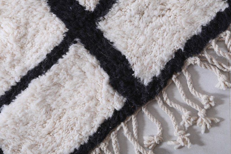 Authentic White Moroccan rug - Berber rug - Grid rug