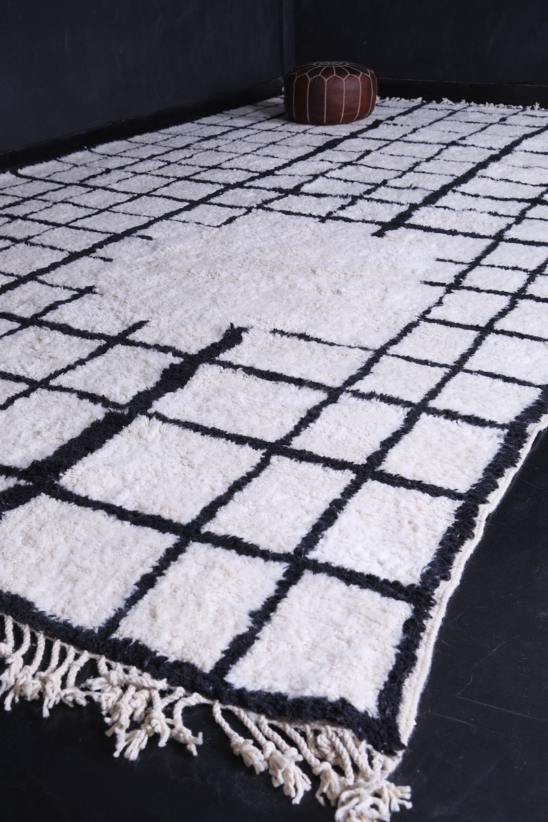 Authentic White Moroccan rug - Berber rug - Grid rug