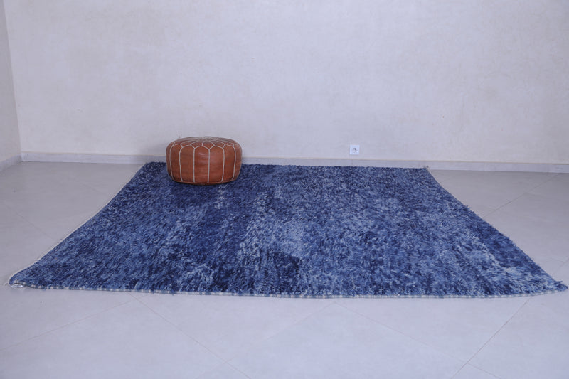 Blue handmade moroccan berber rug 7.6 X 7.9 Feet