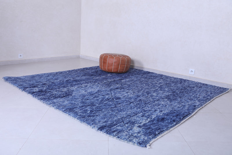 Blue handmade moroccan berber rug 7.6 X 7.9 Feet