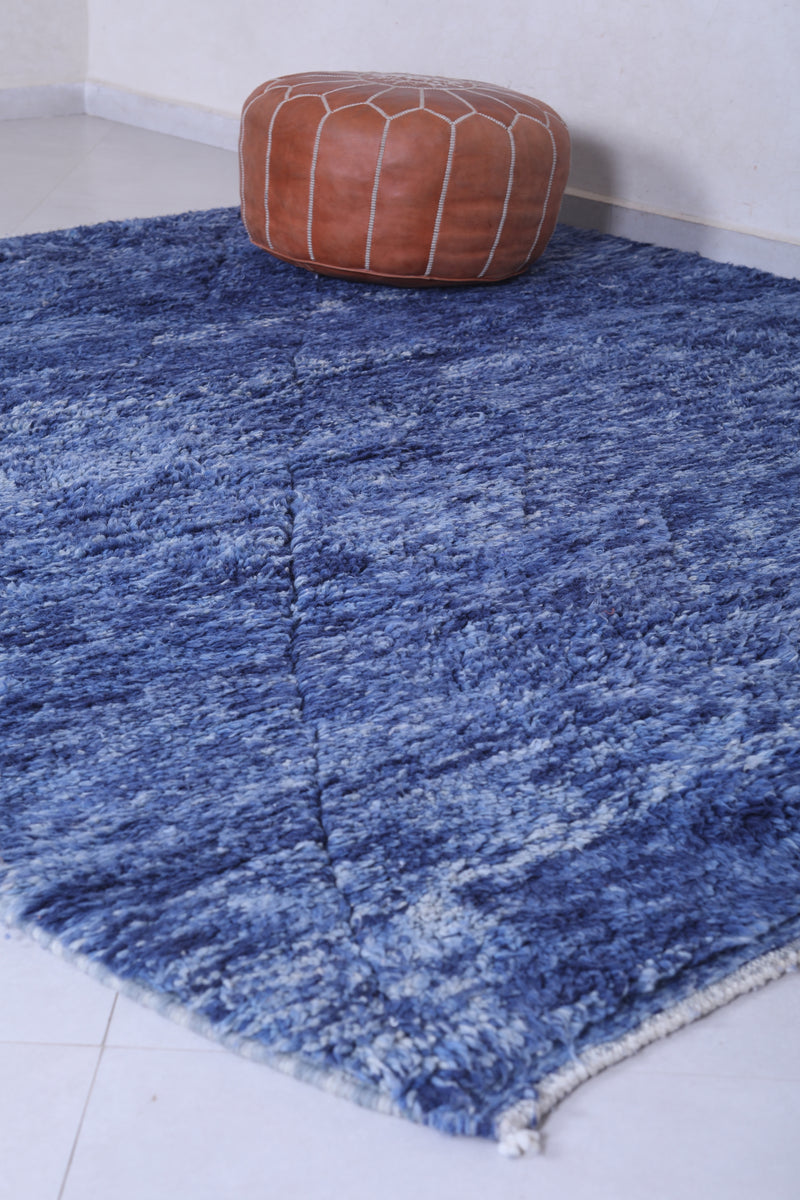 Blue handmade moroccan berber rug 7.6 X 7.9 Feet