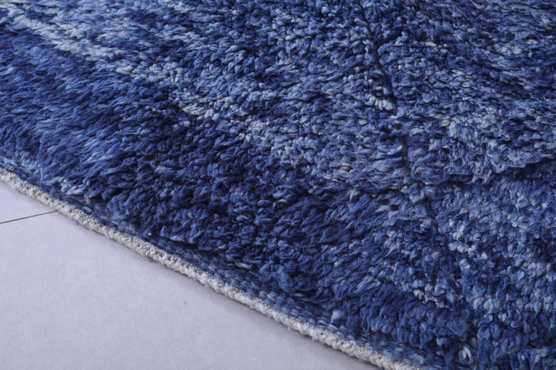 Blue handmade moroccan berber rug 7.6 X 7.9 Feet