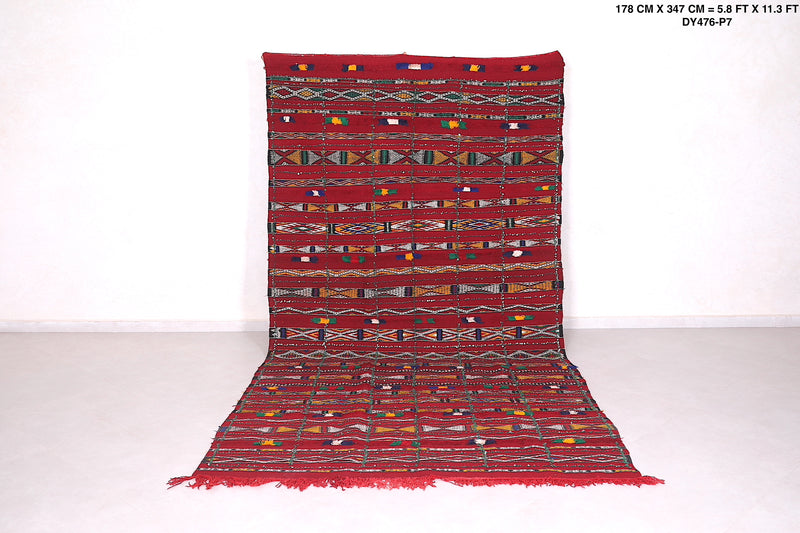 Moroccan area rug 5.8 FT X 11.3 FT, berber rug kilim