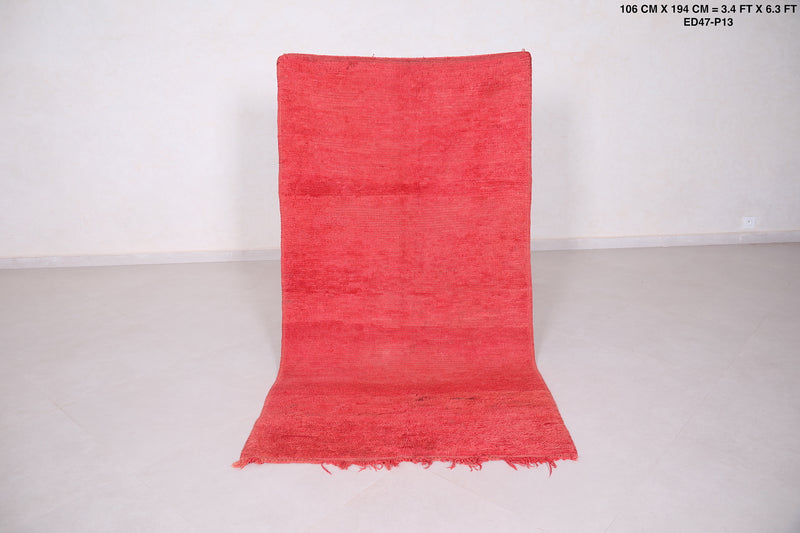 Moroccan rug red 3.4 FT X 6.3 FT