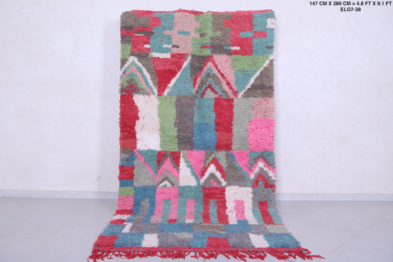 Colourful handmade moroccan berber rug 4.8 FT X 9.1 FT