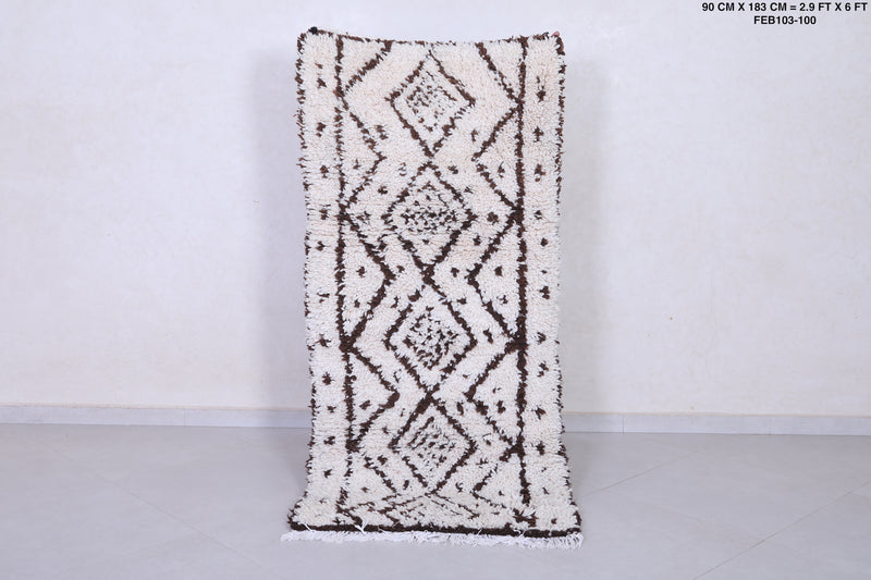 Vintage handmade moroccan berber runner rug 2.9 FT X 6 FT