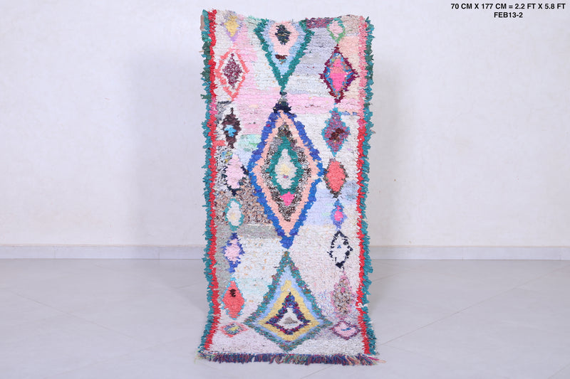 handmade boucherouite rug 2.2 X 5.8 Feet