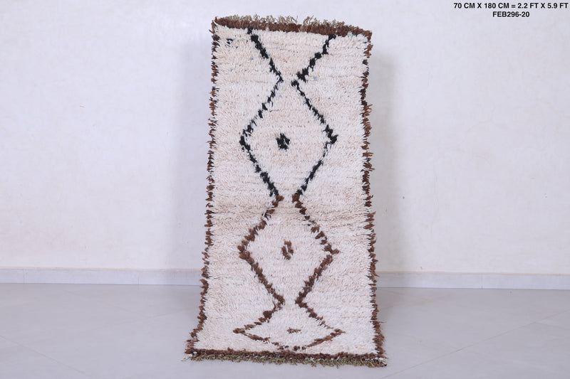 Vintage handmade moroccan berber runner rug 2.2 FT X 5.9 FT