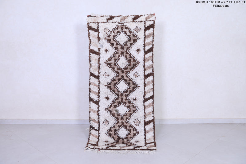 Vintage handmade moroccan berber runner rug  2.7 FT X 6.1 FT