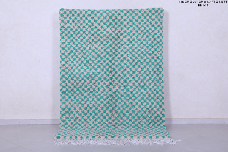 Beautiful Teal checkered rug 4.7 X 6.5 Feet