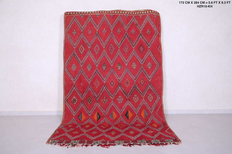 Red Berber Trellis Rug 5.6 FT X 9.3 FT