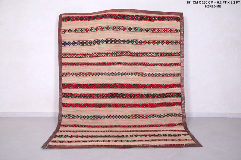 Vintage handmade moroccan berber hassira 6.2 FT X 8.2 FT