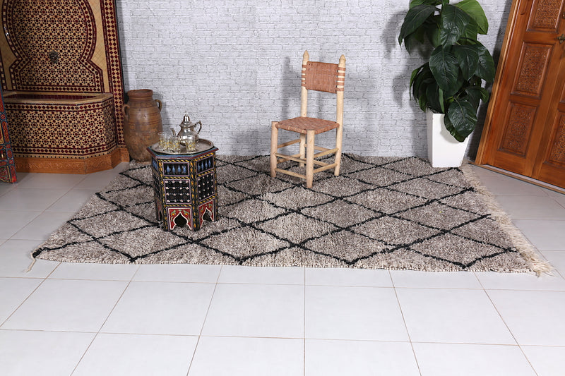 Gray Beni ourain rug - Berber Moroccan Rug - Custom Rug