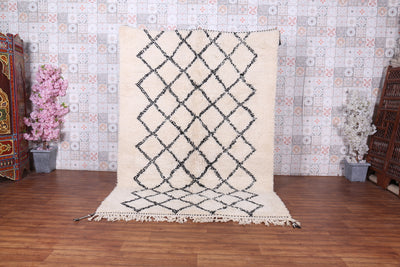 Woven Beni Ourain Rug - Beige And Black Moroccan Rug - Custom rug - custom moroccan rugs