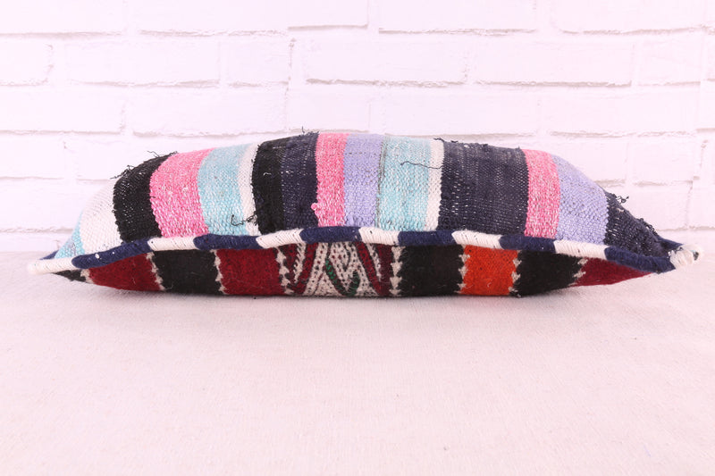 Dark Moroccan Striped Pillow 13.7 inches X 24.4 inches - kilim pillow