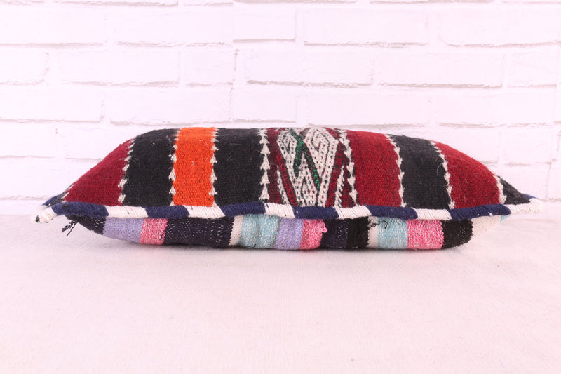 Dark Moroccan Striped Pillow 13.7 inches X 24.4 inches - kilim pillow