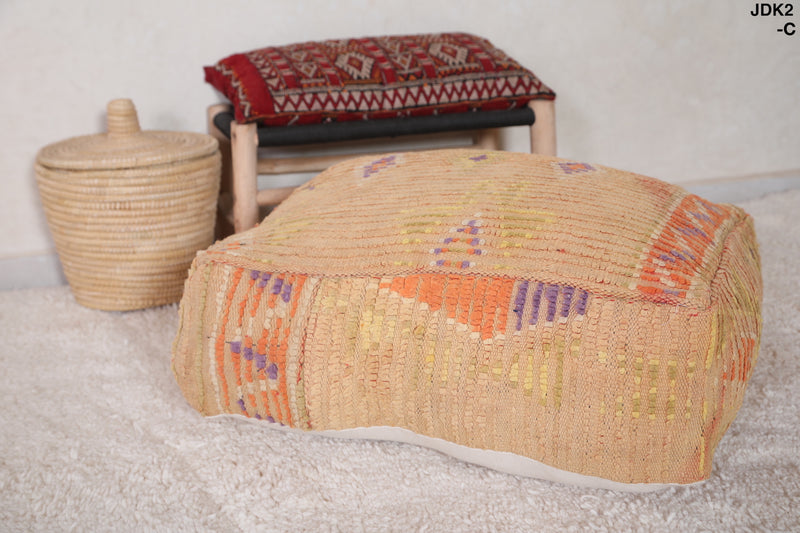 Beige Ottoman rug Pouf for Home Decor - DEFERENT MOROCCAN RUGS