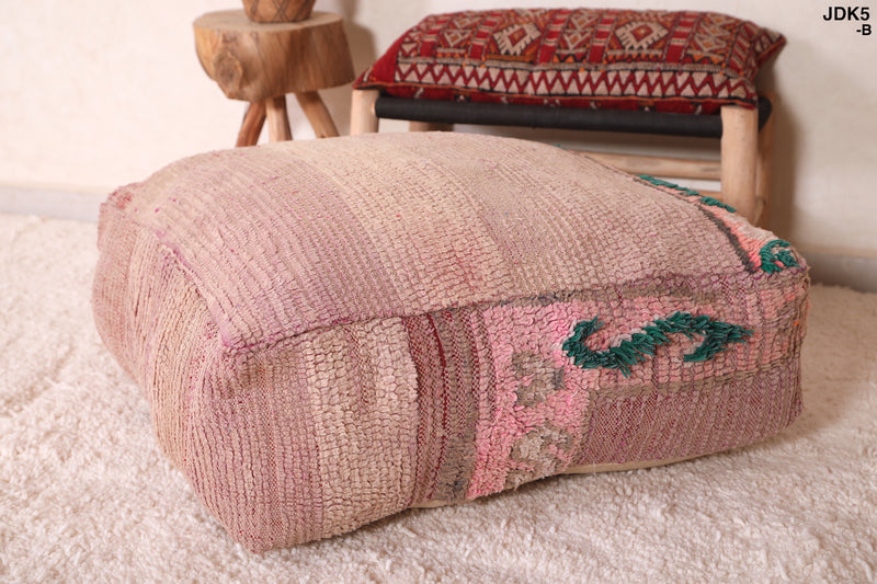 Vintage Handwoven Kilim Pouf Cushion - DEFERENT MOROCCAN RUGS