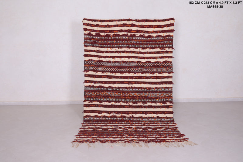 Moroccan kilim rug 4.9 FT X 8.3 FT