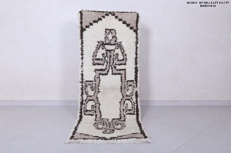 Moroccan berber rug 2.2 X 6.1 Feet - Boucherouite Rugs