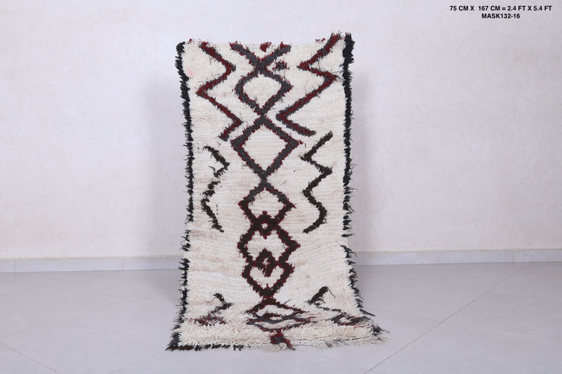 Moroccan berber rug 2.4 X 5.4 Feet - Boucherouite Rugs