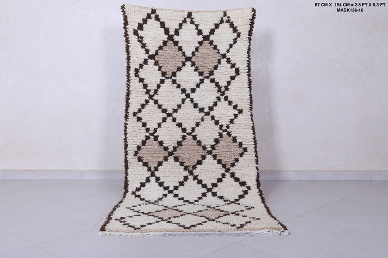 Moroccan berber rug 2.8 X 6.3 Feet - Boucherouite Rugs