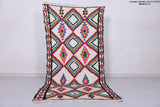 Vibrant Diamond Pattern Moroccan Berber Rug, 3.6 X 7.8 Feet