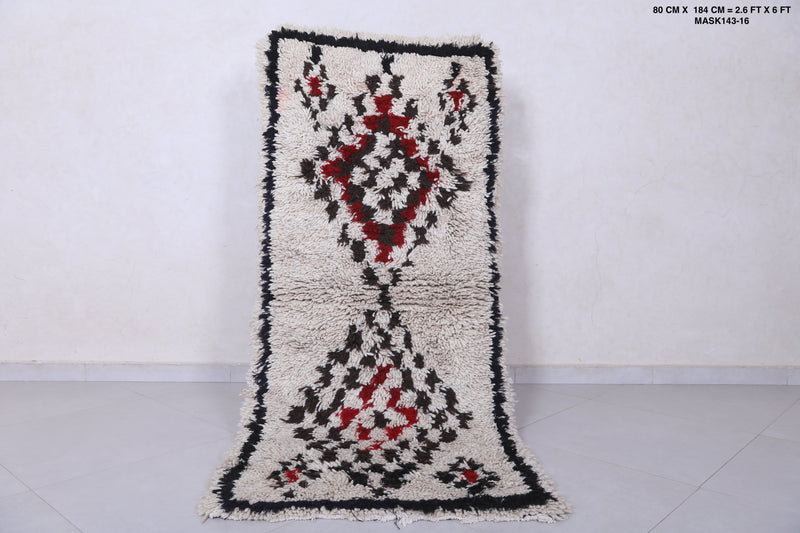 Moroccan berber rug 2.6 X 6 Feet - Boucherouite Rugs