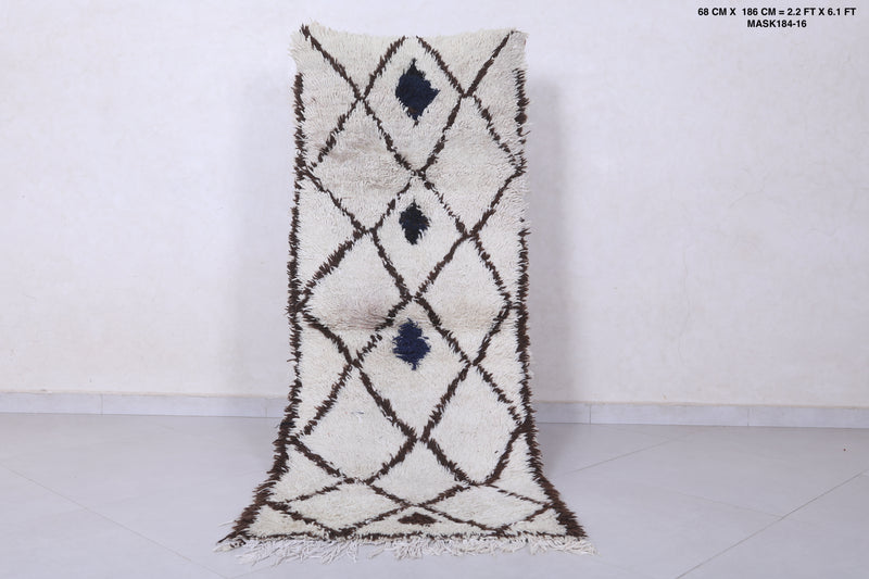 Moroccan berber rug 2.2 X 6.1 Feet - Boucherouite Rugs