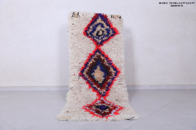 Moroccan Berber Rug – Bold Diamond Pattern Shag 2.2 x 5.5 ft