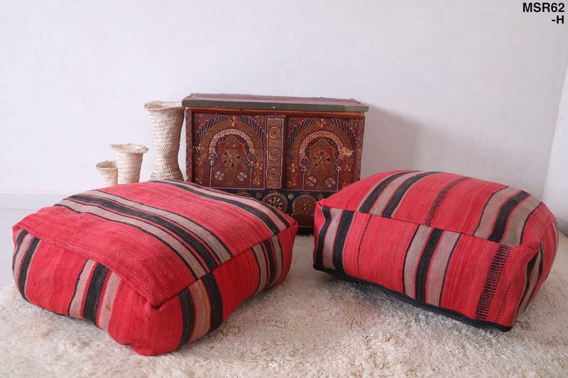 Two Moroccan Ottoman Poufs for red seating - kilim poufs