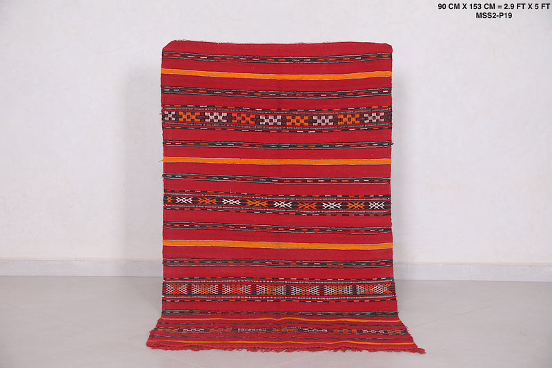 Moroccan berber kilim 2.9 FT X 5 FT